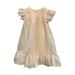 EHQJNJ Baby Girl Outfits Fall Girl s Flying Sleeve Casual Sundress Holiday White Princess Skirt Beige Striped Baby Outfit Girl Baby Boy Outfits 18-24 Months Clearance