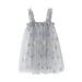 Fimkaul Girls Dresses Star Sequin Summer Sleeveless Beach Tutu Casual Layered Tulle Princess Birthday Party Beach 1-6Y Dress Baby Clothes Grey