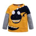 Wiueurtly Boys Size Large Toddler Children Cartoon Boys Dinosaur Patchwork Shirt Tops Outfits Clothes