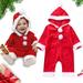 Fnochy Baby and Toddler Sets Christmas Men s And Women s Children s Spring And Winter Baby Models Santa Claus Long-sleeved Romper + Hat Two-piece Suit