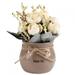 VIFERR Artificial Flowers Ceramic Vase Artificial Silk Rose Flower Potted Home Desktop Decoration Ornament White