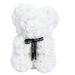 Dekaim Artificial Flower Decor Unique Cute Bear Shape Simulation Artificial Rose Flower with Bowknot Decor for Valentine s Day(White)