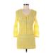 Chico's Casual Dress - Mini Tie Neck 3/4 sleeves: Yellow Dresses - Women's Size Small