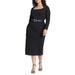 Plus Size Women's Shaped Neckline Ponte Dress by ELOQUII in Black Onyx (Size 20)