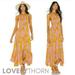 Free People Dresses | Free People // Ltd Ed Floral Print Strappy Smocked Halter Asymmetric Maxi Dress | Color: Pink/Yellow | Size: M
