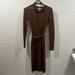 Jessica Simpson Dresses | Brown Button Down Belted Sweater Dress With Bottom Slits Size Small Midi Dress | Color: Brown | Size: S