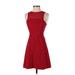 Banana Republic Casual Dress - A-Line Crew Neck Sleeveless: Red Solid Dresses - Women's Size 00