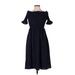 Vine & Love Cocktail Dress - Midi: Blue Polka Dots Dresses - Women's Size Large