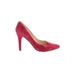 Nine West Heels: Pumps Stiletto Cocktail Party Red Solid Shoes - Women's Size 7 - Pointed Toe