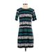 Draper James Casual Dress - Shift: Teal Stripes Dresses - Women's Size Small