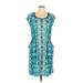 Mossimo Casual Dress - Shift Scoop Neck Short Sleeve: Teal Snake Print Dresses - Women's Size Large