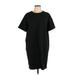 Eileen Fisher Casual Dress - Mini Crew Neck Short sleeves: Black Print Dresses - Women's Size Large Petite