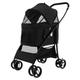 Maxmass Pet Stroller, Folding Dogs Travel Carrier with Wheels, Brake, 4-Level Adjustable Canopy & Storage Basket, Pet Travel Carriage for Small & Medium Sized Dogs Cats (Black)