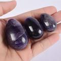 Yoni Egg Set Amethyst Eggs Set Undrill Crystal Quartz Natural Stone Eggs Mineral Ball Kegel Exercise Pelvic Floor Muscle -1 Set 3 Pieces