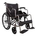 Self Propelled & Attendant Propelled Wheelchair, Folding Transport Self Propelled Wheelchairs, Portable Transit Travel Chair Removable Footrests (Black) (Black)