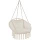 tectake® Hanging Egg Chair with Cushion, Suitable for Indoor Bedroom Decor, as a Swing Chair or Outdoor Use as Garden Furniture, Balcony Furniture, and Rattan Chair, Supports 150 kg - beige