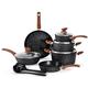 DishDelight Induction Nonstick Pots and Pans Set, 12 Piece Kitchen Cookware Sets, Nonstick Granite Frying Pan Set, Black, KA-CS01-001-BLACK-N