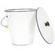 RORPOIR Enamel Bucket with Lid Milk Bucket Compost Pail Dog Food Container Metal Milk Jug Rice Containers with Lids White Buckets Metal Buckets and Pails Liquid Wooden Dog Food Bucket