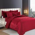 Riccardo Valeria Quilt Duvet Cover Crushed Velvet Bedding Set Double King Size with Pillowcases (Red, King)