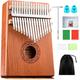 Kalimba 17-Schlüssel Daumenklavier für Kinder Anfänger: Cahaya Finger Klavier Kalimba Instrument mit Tasten Stimmhammer und Aufkleber, Tragbares Thumb Piano Geschenk für Erwachsene CY0338