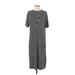 Zara Casual Dress - Midi Crew Neck Short sleeves: Gray Print Dresses - Women's Size Small