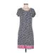 Hatley Casual Dress - Mini Scoop Neck Short sleeves: Blue Dresses - New - Women's Size Medium