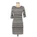 French Connection Casual Dress - Shift: Black Stripes Dresses - Women's Size 6