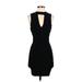 Bebe Casual Dress - Mini Mock Sleeveless: Black Solid Dresses - Women's Size Small