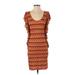 BCBGMAXAZRIA Casual Dress - Shift: Orange Stripes Dresses - Women's Size Small