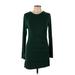 Marina Moscone Cocktail Dress High Neck Long sleeves: Green Solid Dresses - Women's Size Medium