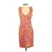 Just... Taylor Casual Dress - Sheath Plunge Sleeveless: Orange Dresses - Women's Size 4