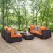 Convene 5 Piece Outdoor Patio Sectional Set by Modway Metal in Orange | 25.5 H x 134 W x 67 D in | Wayfair EEI-2356-EXP-ORA-SET