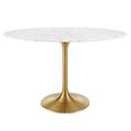 Lippa 48" Oval Dining Table by Modway, Metal in Yellow | 28.5 H x 48 W in | Wayfair EEI-3216-GLD-WHI