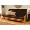 The Twillery Co.® Stratford Full 79" Futon Frame & Mattress Faux Leather/Wood/Solid Wood in Brown | Wayfair 809E838FD5174F6EB839A8217E04796A