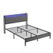 Wrought Studio™ Hevin Tufted Storage Standard Bed Upholstered/Metal & Upholstered/Metal/Linen in Black/Gray | 42 H x 77.8 W x 86.3 D in | Wayfair