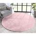 Gray/Pink 59.06 x 59.06 x 1 in Area Rug - Mercer41 Round Taishon Area Rug w/ Non-Slip Backing Faux Fur | 59.06 H x 59.06 W x 1 D in | Wayfair