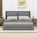 Latitude Run® Lauge Queen Storage Hydraulic Wingback Bed w/ 2 Drawers Upholstered/Linen in Gray | 43.7 H x 64.2 W x 82.7 D in | Wayfair