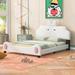 Zoomie Kids Aiso Vegan Leather Platform Bed Upholstered/Faux leather in Pink/White | 43.25 H x 57.75 W x 79.5 D in | Wayfair