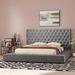 Rosdorf Park Khaalis Upholstered Storage Bed w/ Speakers Bluetooth & USB Upholstered in Gray | 66 H x 84.5 W x 96.75 D in | Wayfair