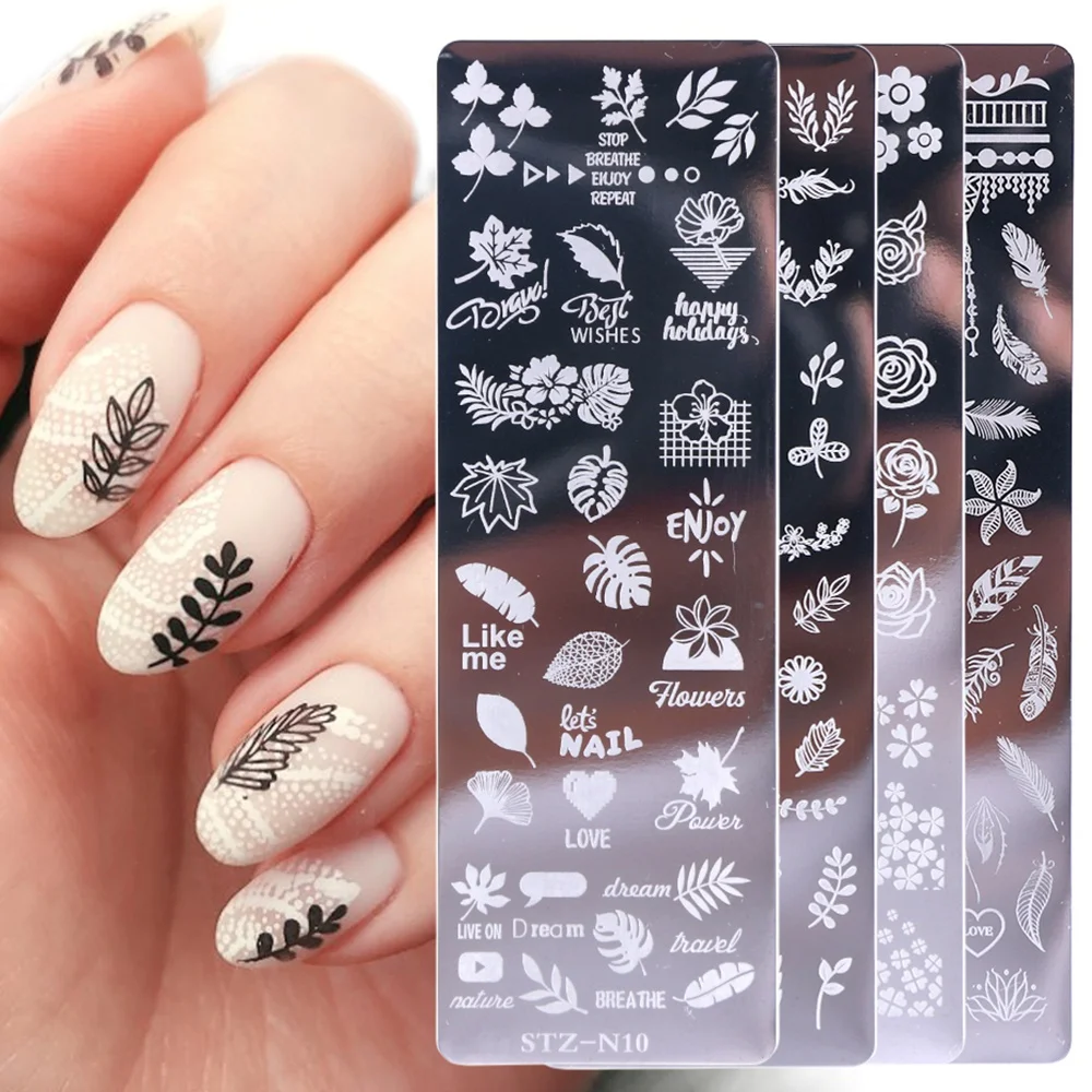Nagelstempelplatten Schmetterling Nagellack Transfer Schablonen Blume Geometrie DIY Vorlage für Nagelwerkzeug 1PC Image