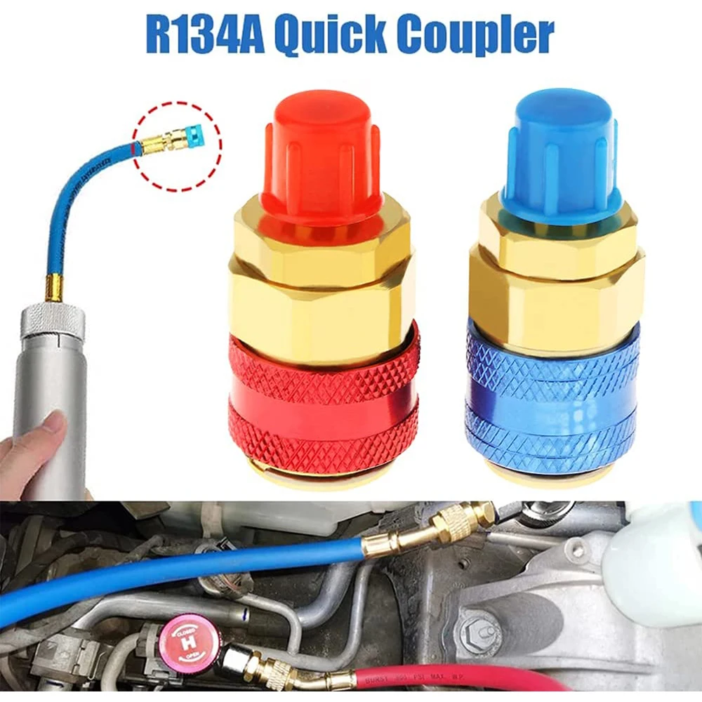 R134a Low High Side Auto Auto Schnell kupplungs stecker Messing adapter Klimaanlage Kältemittel einstellbare AC-Verteiler lehre Image