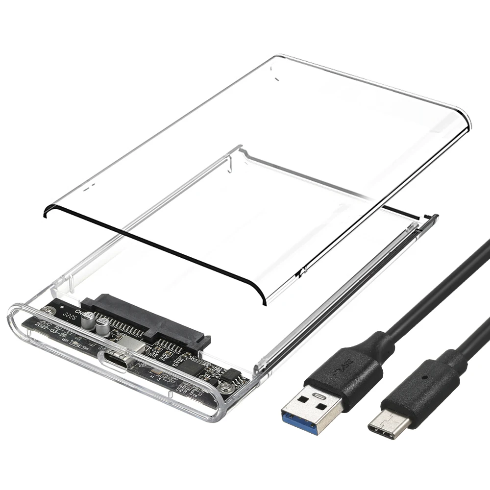 3,5-Zoll-Festplattengehäuse Typ C transparentes Festplatten gehäuse Hoch geschwindigkeit übertragung Einfache Installation für 2,5-Zoll-Sata-Festplatte/SSD Image