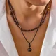 Stein und Holz Perlenkette mit Kugel Anhänger Halskette für Männer trend ige Accessoires am Hals