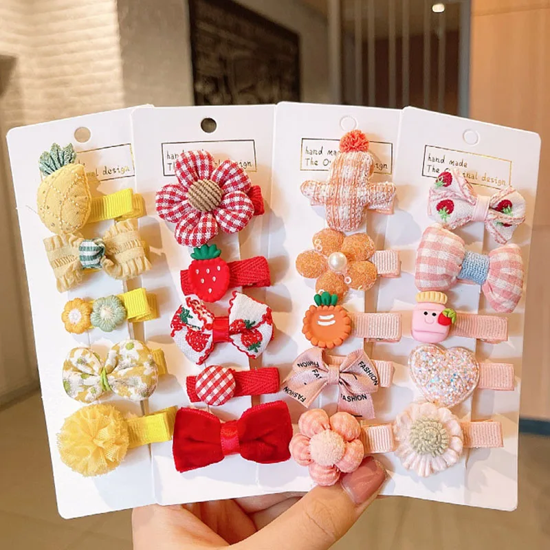 5 teile/satz süße Baby Mädchen Haarnadeln Mini Bogen Blume koreanische Haars pangen für Kinder Baby Haars pangen Kinder Haarschmuck Image