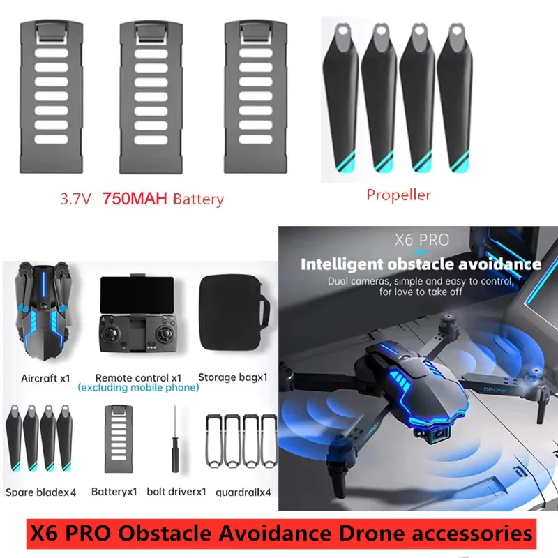 X6 PRO RC Drone accessorio originale 3.7V 750MAH Batteria per X6 RC Drone Accessori X6 RC Dron Pale batteria X6 PRO Drone giocattoli
