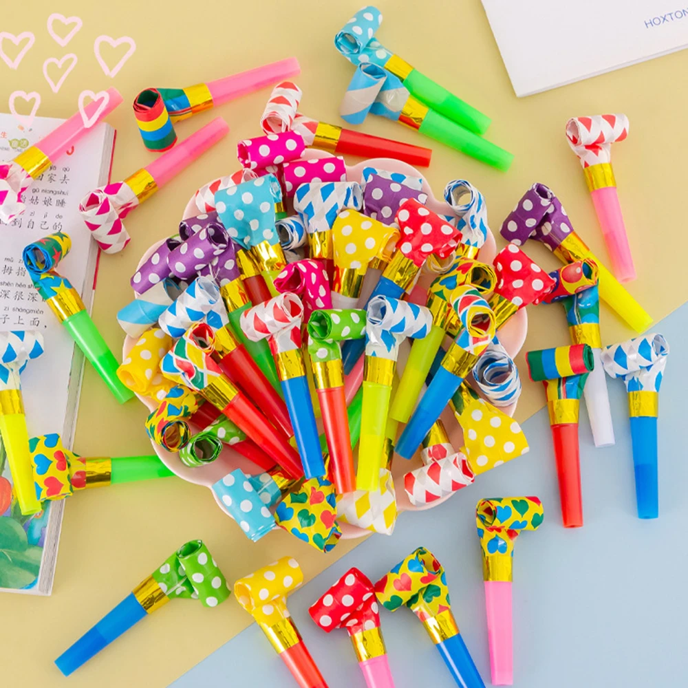 100 Stück mehrfarbige Party Blowouts Pfeifen Kinder Geburtstags feier begünstigt Dekoration liefert Noice Maker Spielzeug Goody bags Pinata Geschenk Image