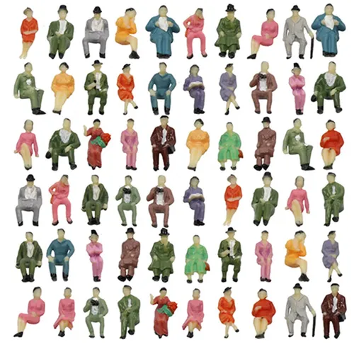 60Pcs 1:87 skala Eisenbahn Zug Mixed Painted Menschen Figuren Modell DIY Cafts Sand Tisch Modell