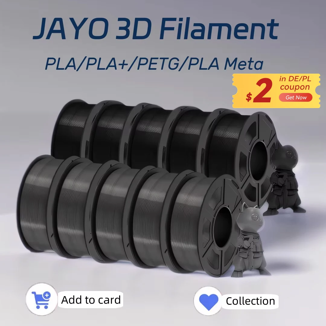 JAYO 3D-Drucker PLA/PLA Meta/PETG/PLA PLUS/PLA Mattes Filament 1,75 mm 10 Rollen 3D-Druckmaterialien für 3D-Drucker und 3D-Stift Image
