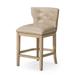 Maven Lane Hugo Counter Stool, Weathered Oak Finish w/ Avanti Bone Vegan Leather - Brown - Counter - 26" Seat Height