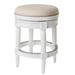 Maven Lane Pullman Backless Counter Stool in Alabaster White Finish w/ Cream Fabric Upholstery - Counter - 26 Inch Seat Height